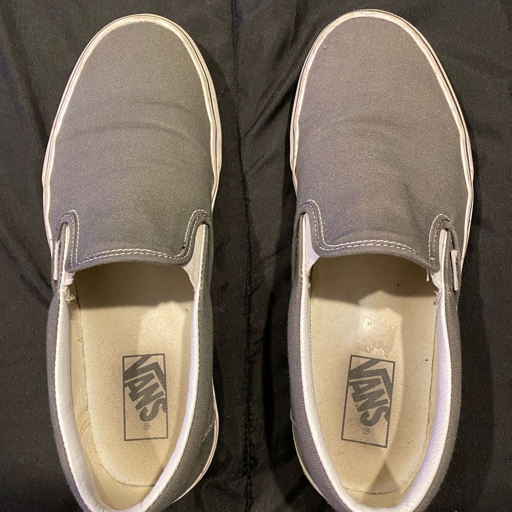 Grey Slip On Vans - Size 10
